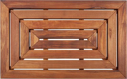 Premium Teak Shower and Bath Mat Non-Slip Wooden Platform for Indoor Outdoor Use