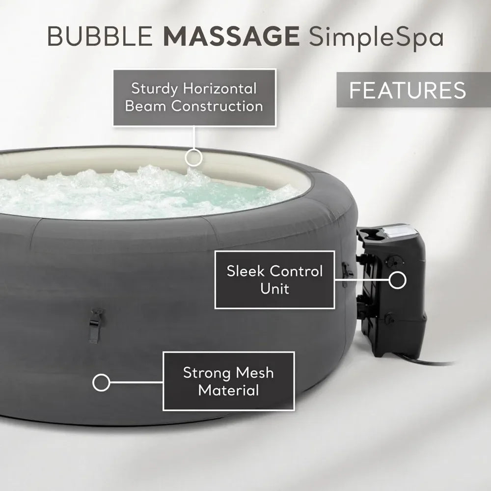 SimpleSpa Inflatable Hot Tub for 4 with Jet Massage and Built-In Pump