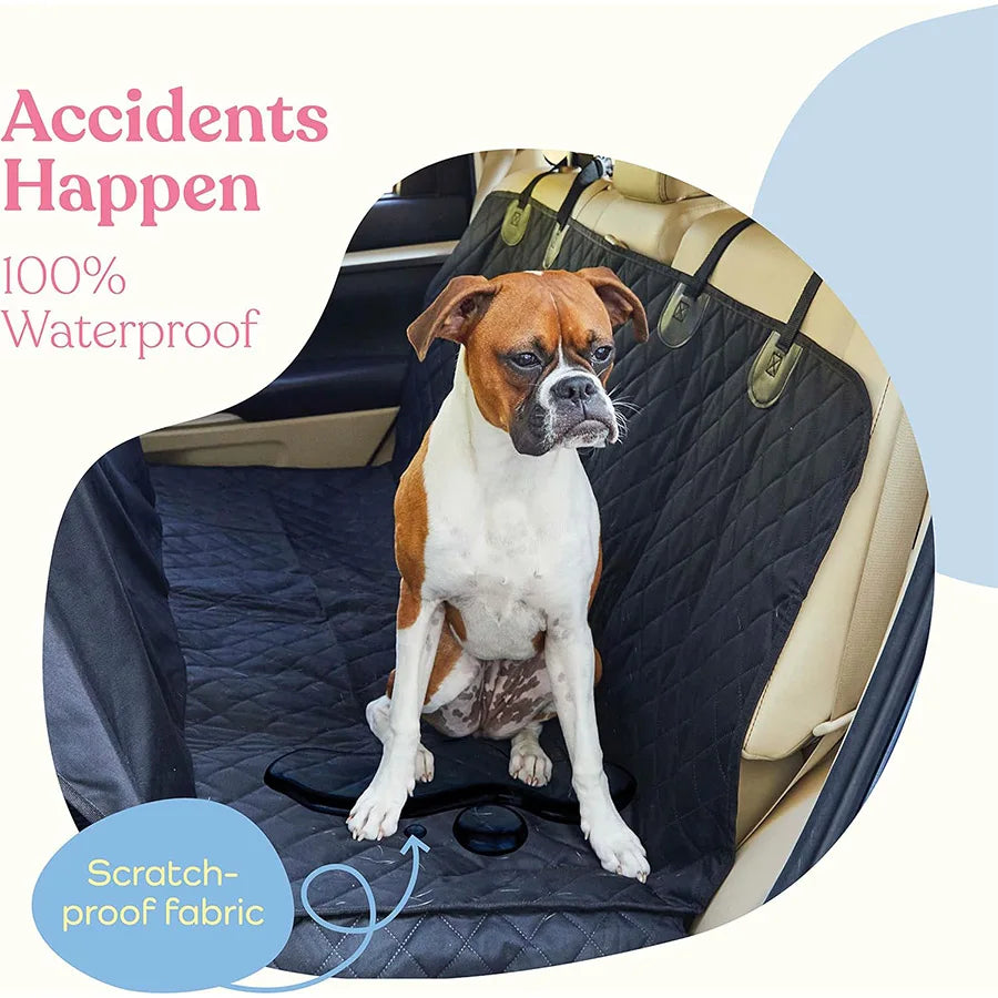 Black Waterproof Pet Car Mat with Gray Edging Machine Washable Stain Resistant Universal Fit