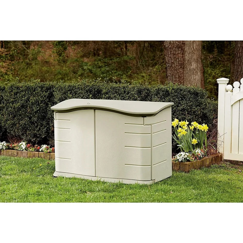 Small Horizontal Resin Outdoor Storage Shed Beige Floor