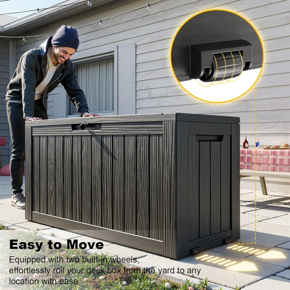 75 Gallon Mobile Waterproof Resin Deck Box With Lock