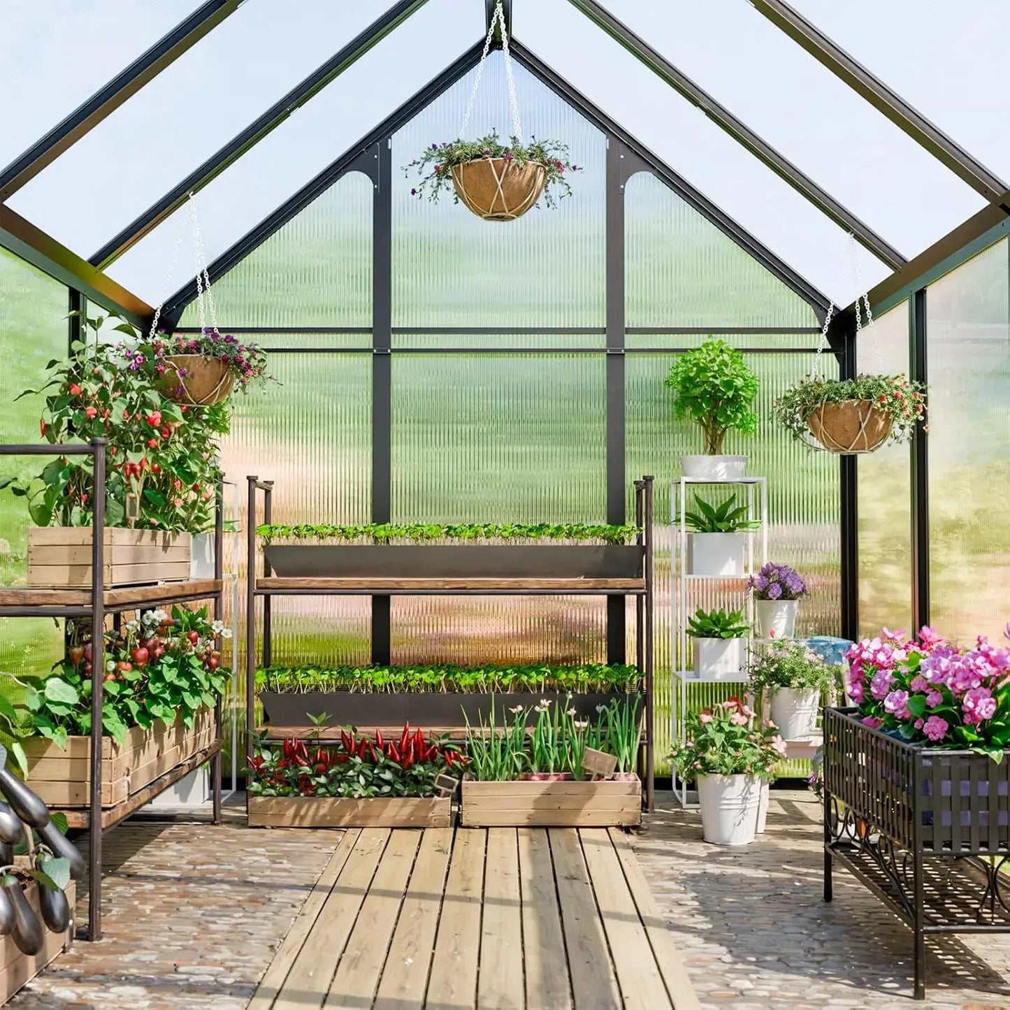 Heavy Duty Polycarbonate Greenhouse Kit 8x6x6 FT for Backyard Garden