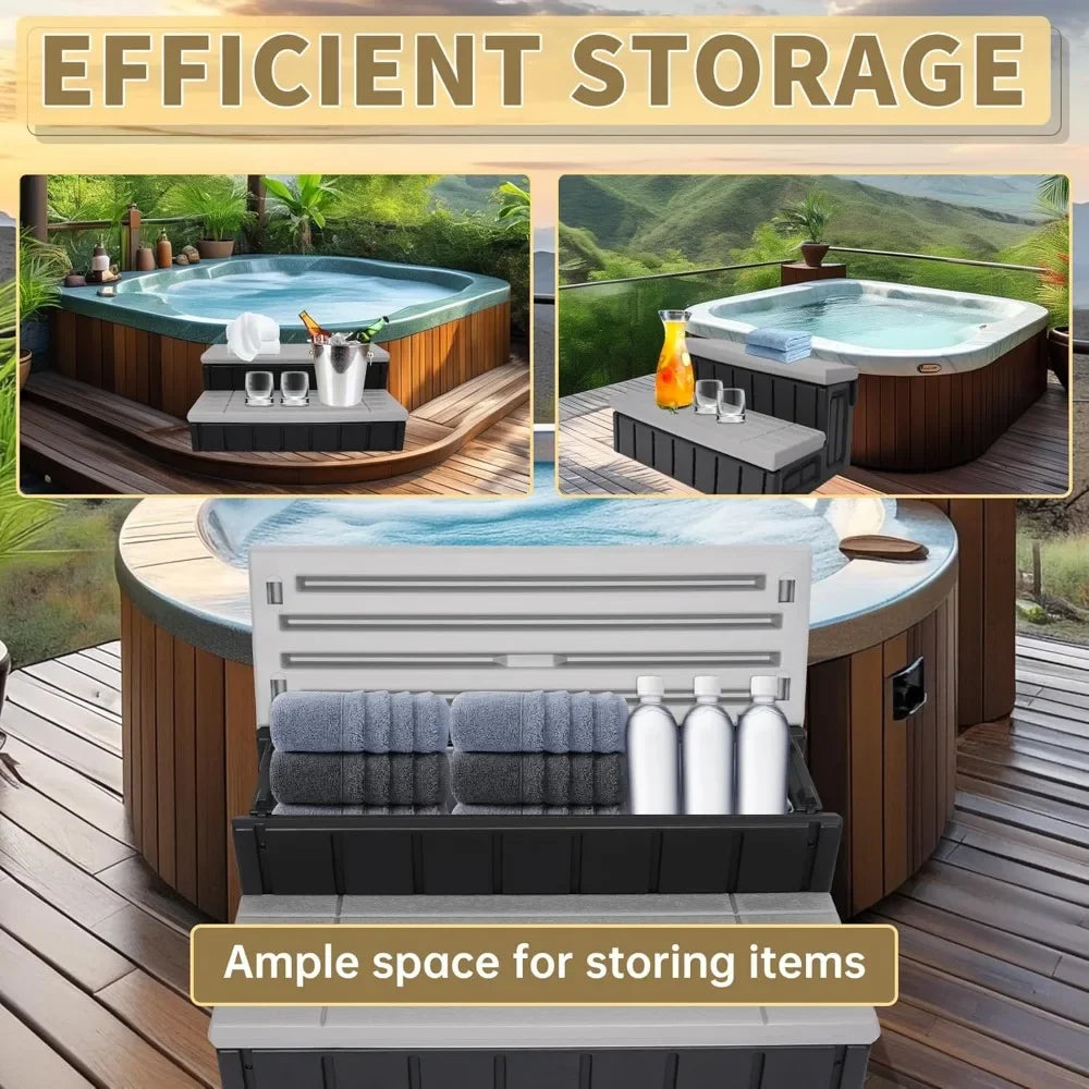Spa Hot Tub Step with Storage Non Slip 2 Step Stool for Pool and Bathtub