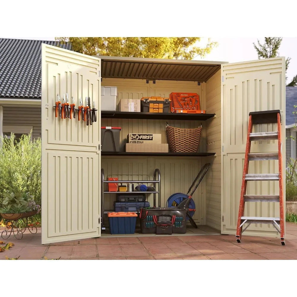 Vertical Resin Storage Shed Outdoor Waterproof Garden Tools
