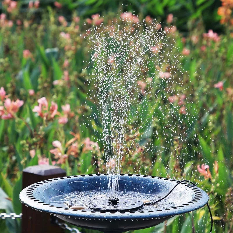 Solar Fountain Pump for Water Feature with 3.9ft Cord, Solar Bird Bath Fountain with 6 Nozzles