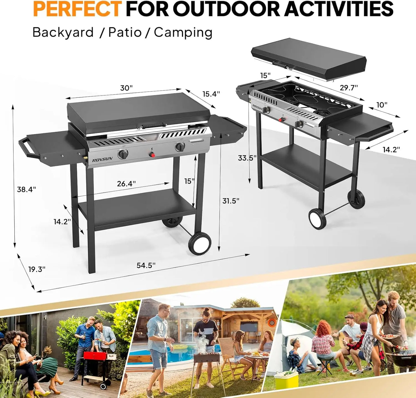 150000 BTU 2 Burner Outdoor Propane Stove With Shelf