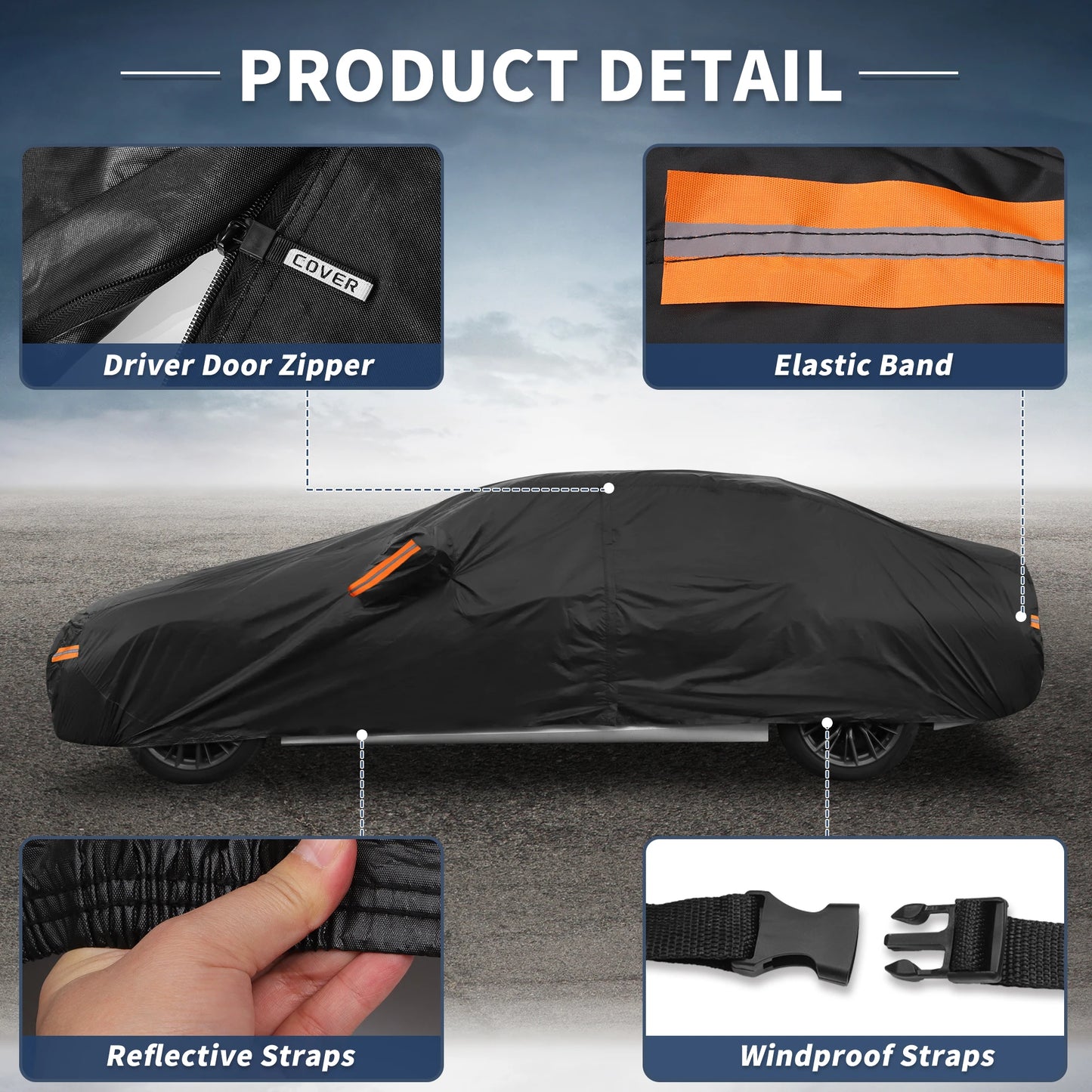 Car Cover for BMW 3 Series 2013-2025 Aluminum Film Outdoor Waterproof  with Driver Door Zipper