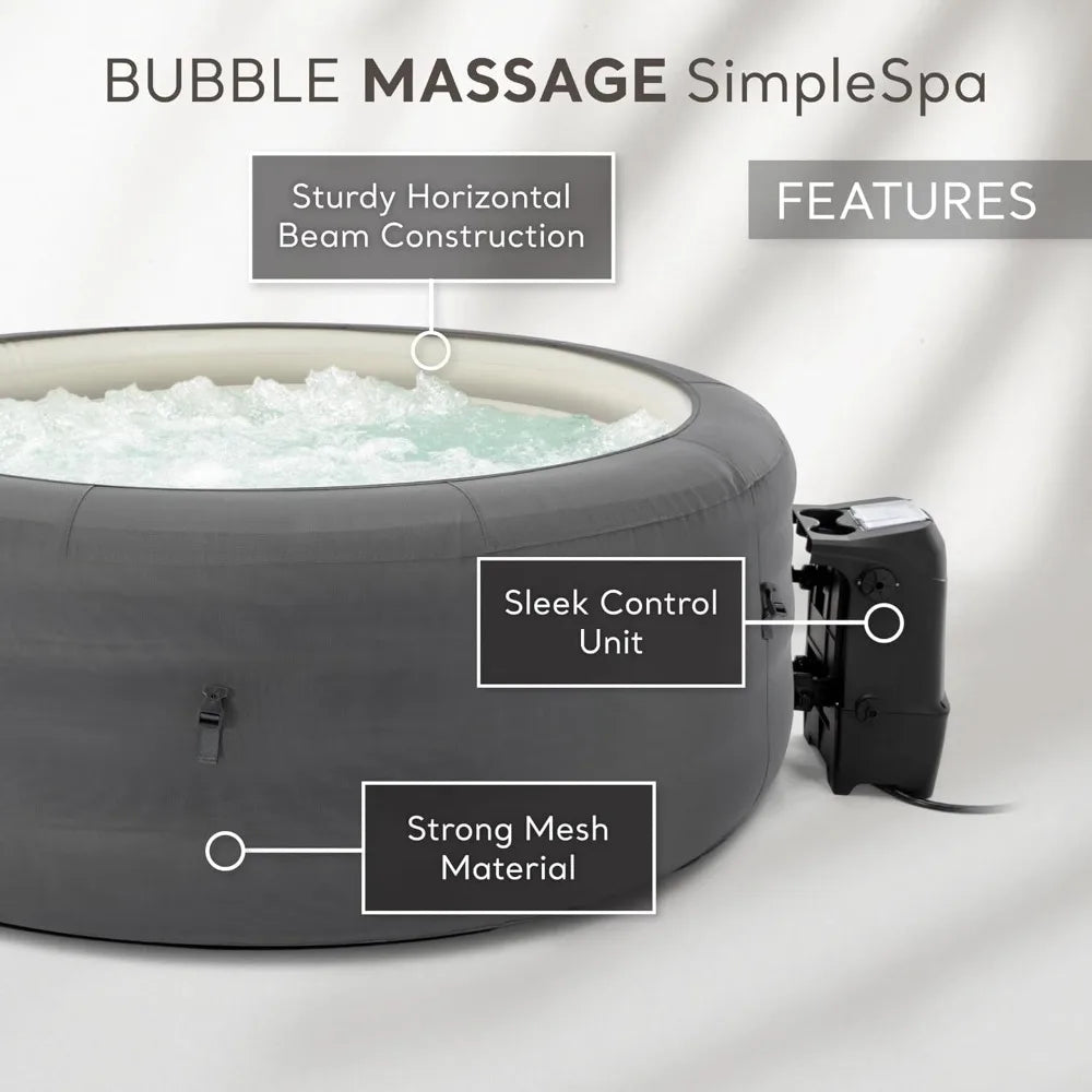 SimpleSpa Inflatable Hot Tub for 4 with Jet Massage and Built-in Pump