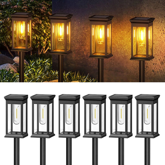 KPSTEK Solar Lights for Yard and Garden Walkway 2700K Upgraded Outdoor LED Path Lights