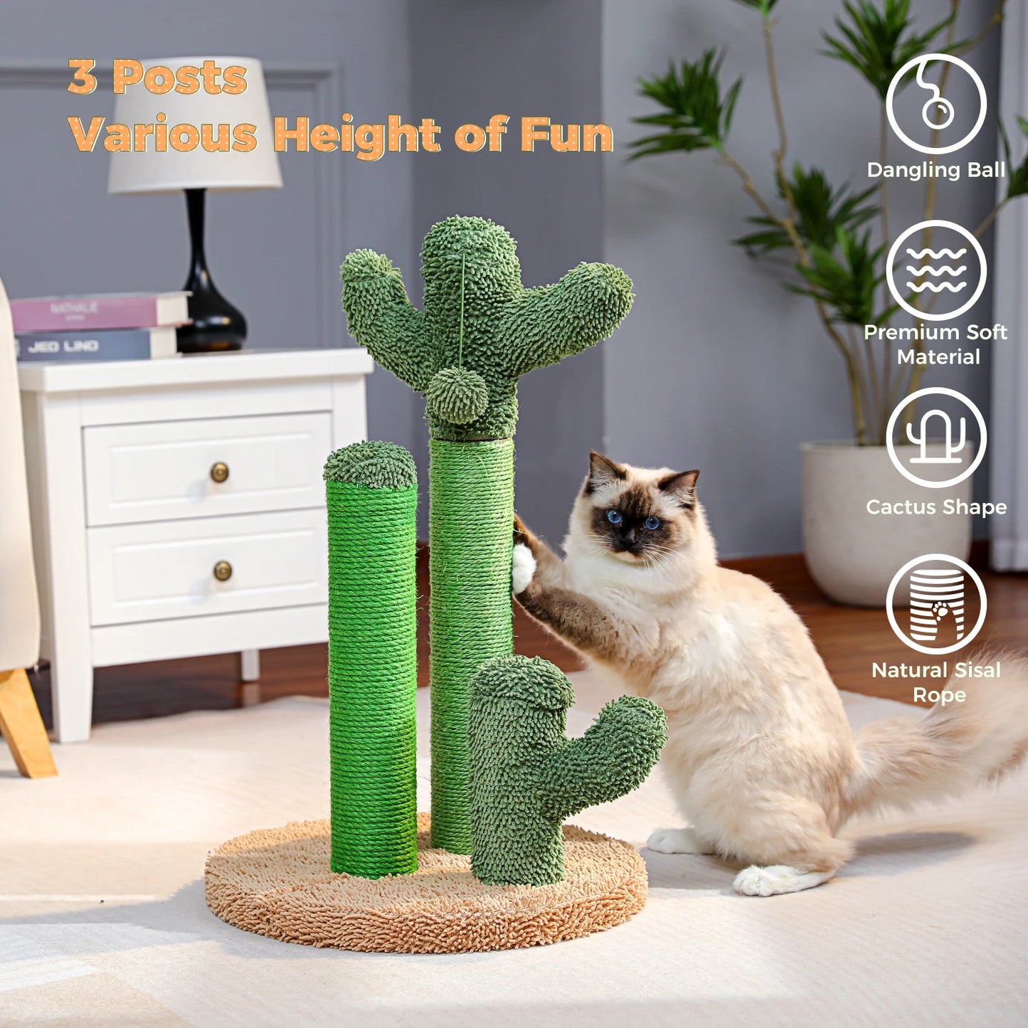 H228cm Cat Tree Toy Condo Cat Climbing Tower Solid Wood