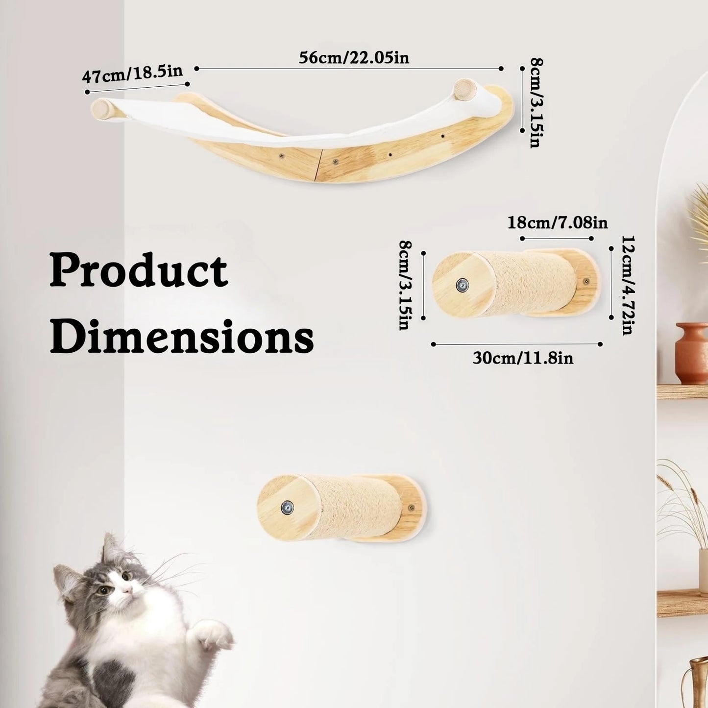 Cat Hammock Wall Mounted Two Steps Cat Wall Shelves