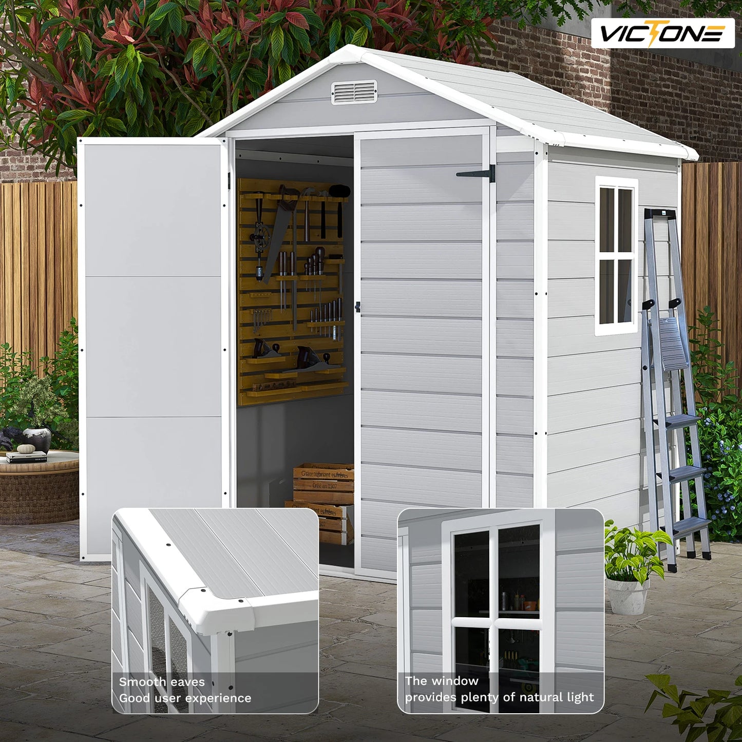 Victone 6 By 4 Foot Plastic Outdoor Storage Shed With Floor