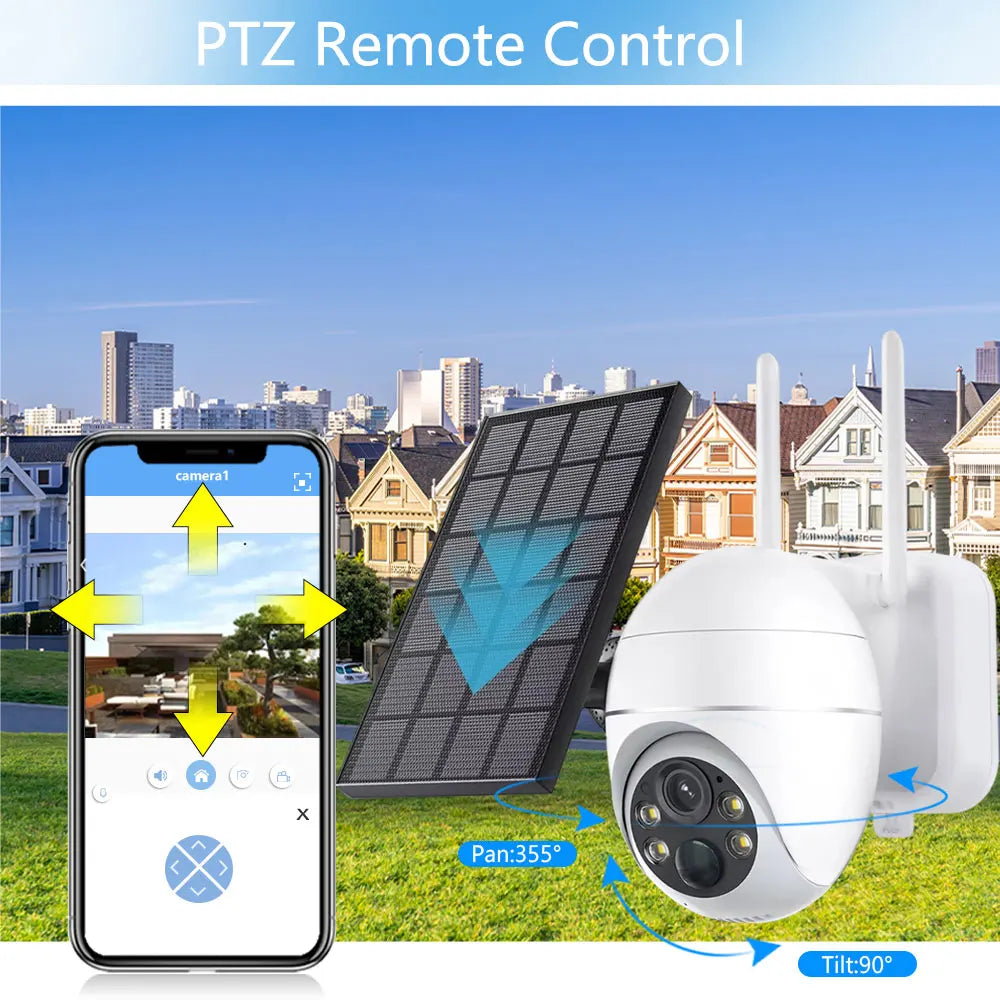 Overscam Camera 4G SIM Card 5MP Solar Panel CCTV PTZ Camera