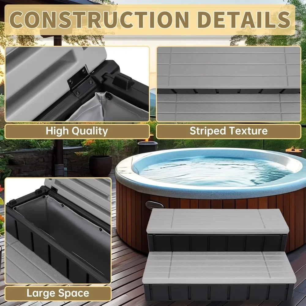 Spa Hot Tub Step with Storage Non Slip 2 Step Stool for Pool and Bathtub