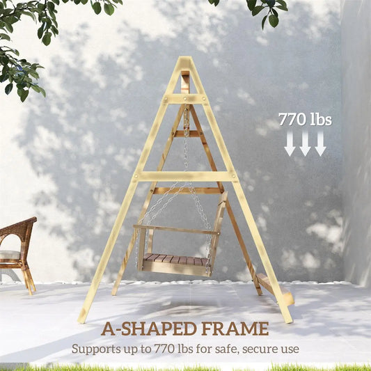 Durable Outdoor Swing Set for Garden Adjustable Patio Chair Family Fun Relaxation