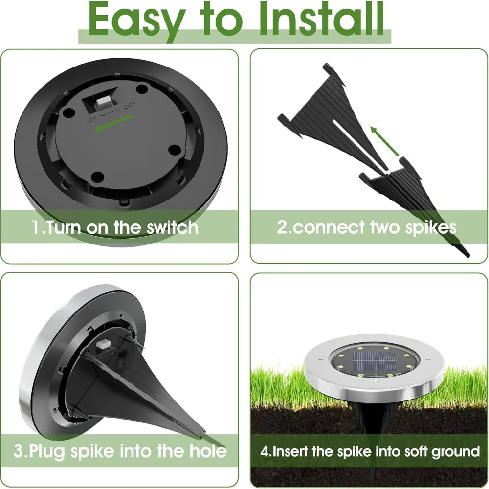 Solar Outdoor Lights 12 Pack Waterproof Garden Pathway Landscape Lighting