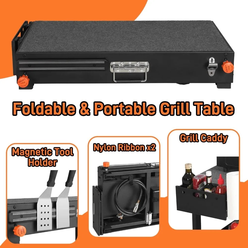 Portable Foldable Griddle Table Stand Caddy For Outdoor
