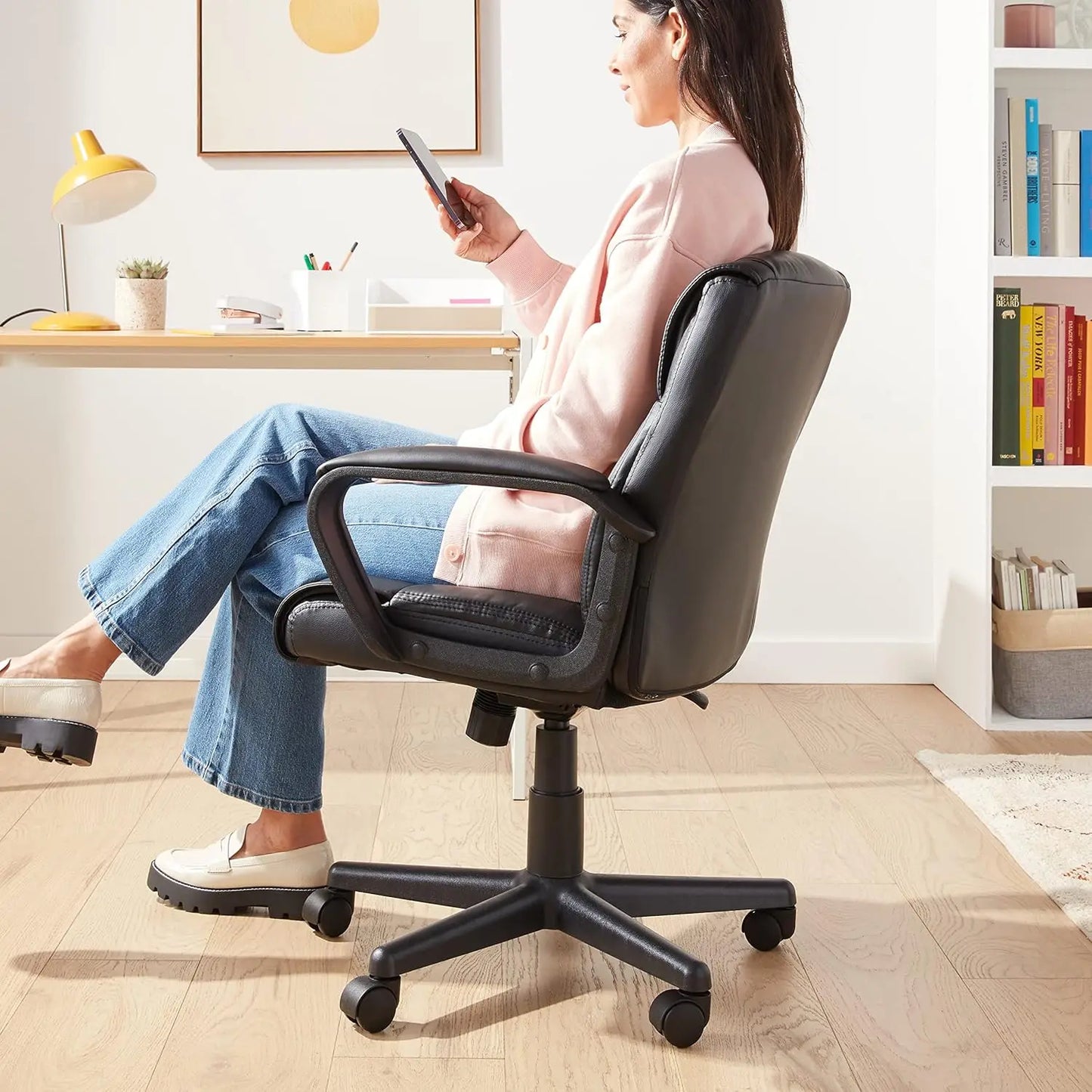 Office Computer Task Desk Chair with Padded Armrests and 360 Swivel