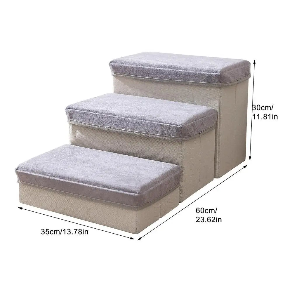 Foldable Durable Puppy Ramp Climbing Ladder 2/3 Steps Breathable Pet Stairs for Indoor Use