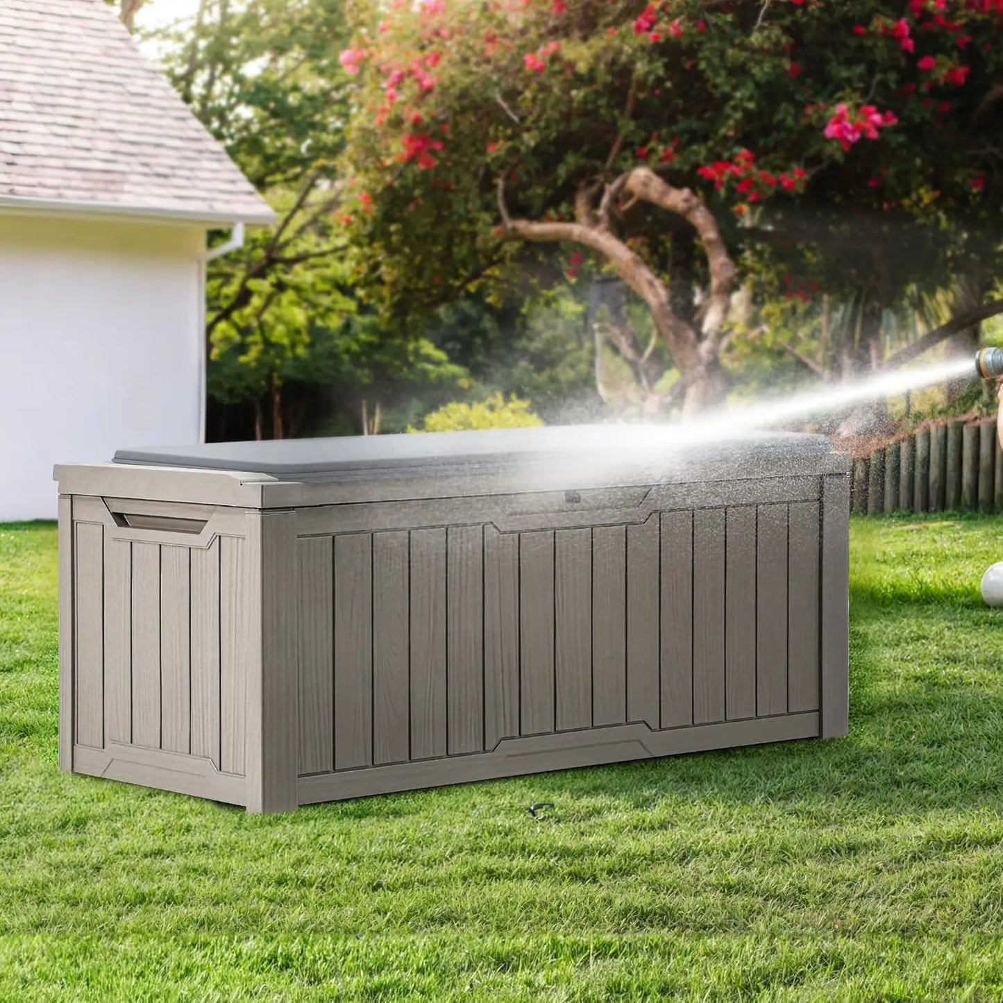 Waterproof Outdoor Deck Box With Cushion Lockable Storage