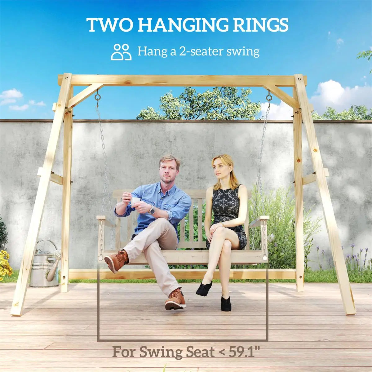 Durable Outdoor Swing Set for Garden Adjustable Patio Chair Family Fun Relaxation