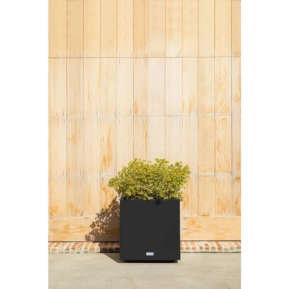 Large Cube Plastic Planter for Indoor and Outdoor Durable All-Weather Use