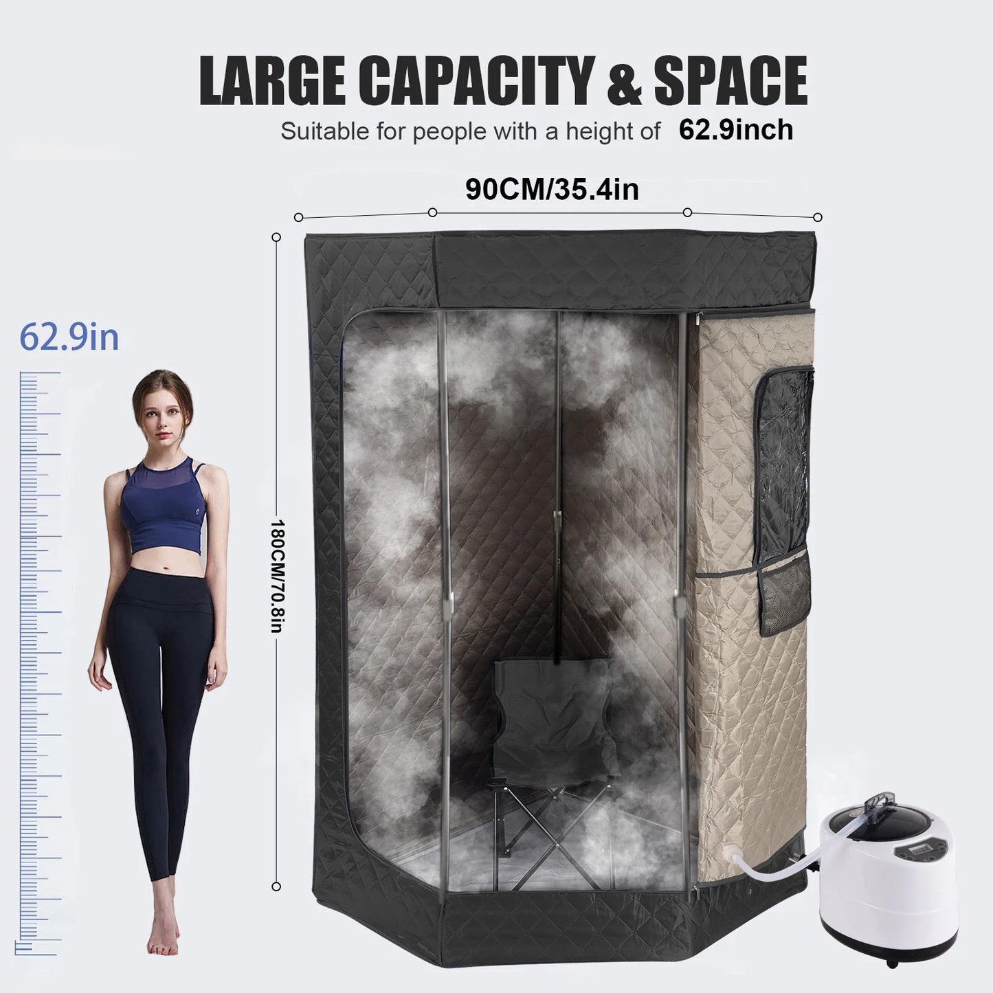 Full Size Portable Sauna, Home Steam Sauna with Steamer