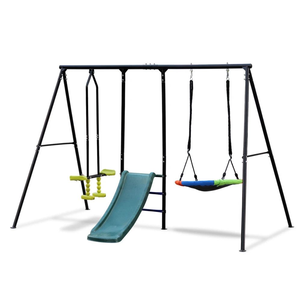 Swing Sets for Backyard 550 Pounds Swingset Outdoor for Kids Swing Set with Slide and Glider One Saucer Swing Chair