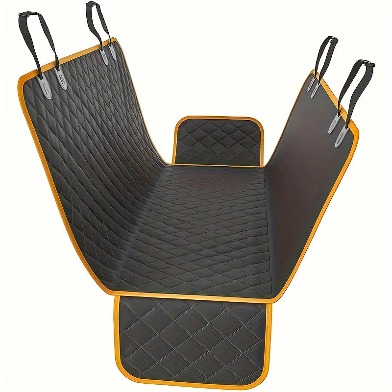 Black Waterproof Pet Car Mat with Gray Edging Machine Washable Stain Resistant Universal Fit