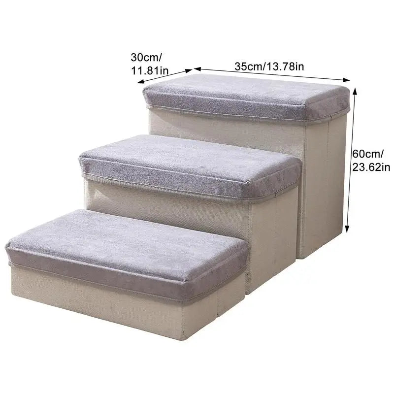 Foldable Durable Puppy Ramp Climbing Ladder 2/3 Steps Breathable Pet Stairs for Indoor Use