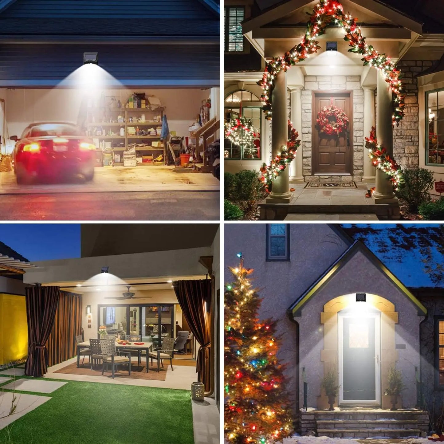 Solar Outdoor Lights - 4 Pack Motion Sensor Safety Lights with 3 Lighting Modes for Garden Fence.
