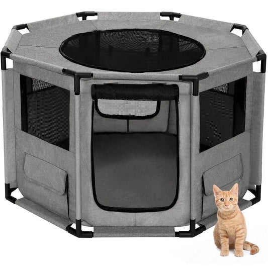 Puppy Playpen 120x120x64.5cm with Waterproof Base and Storage Bags