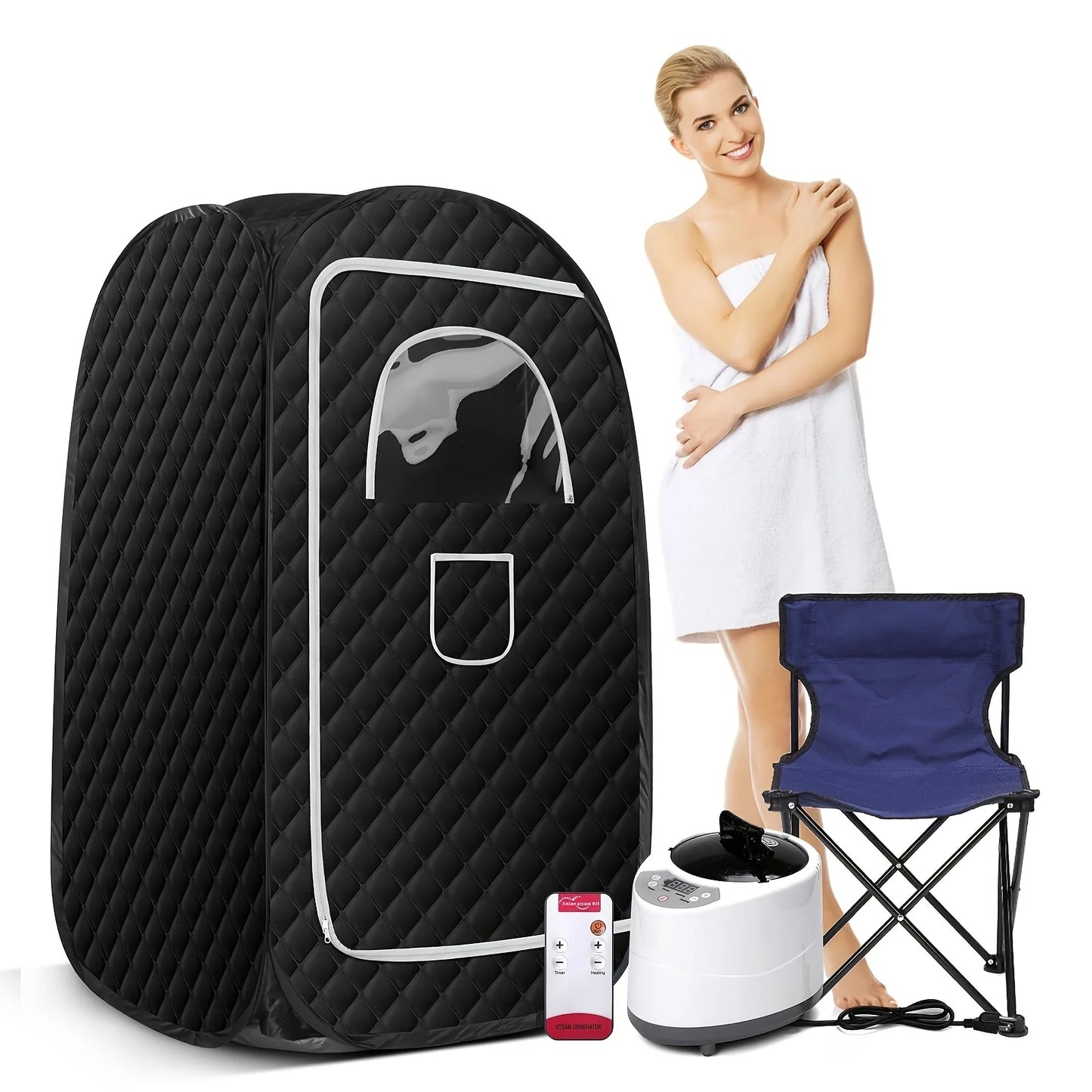 Portable Home Sauna with 2.6L Steamer and Folding Chair for Full Body Relaxation