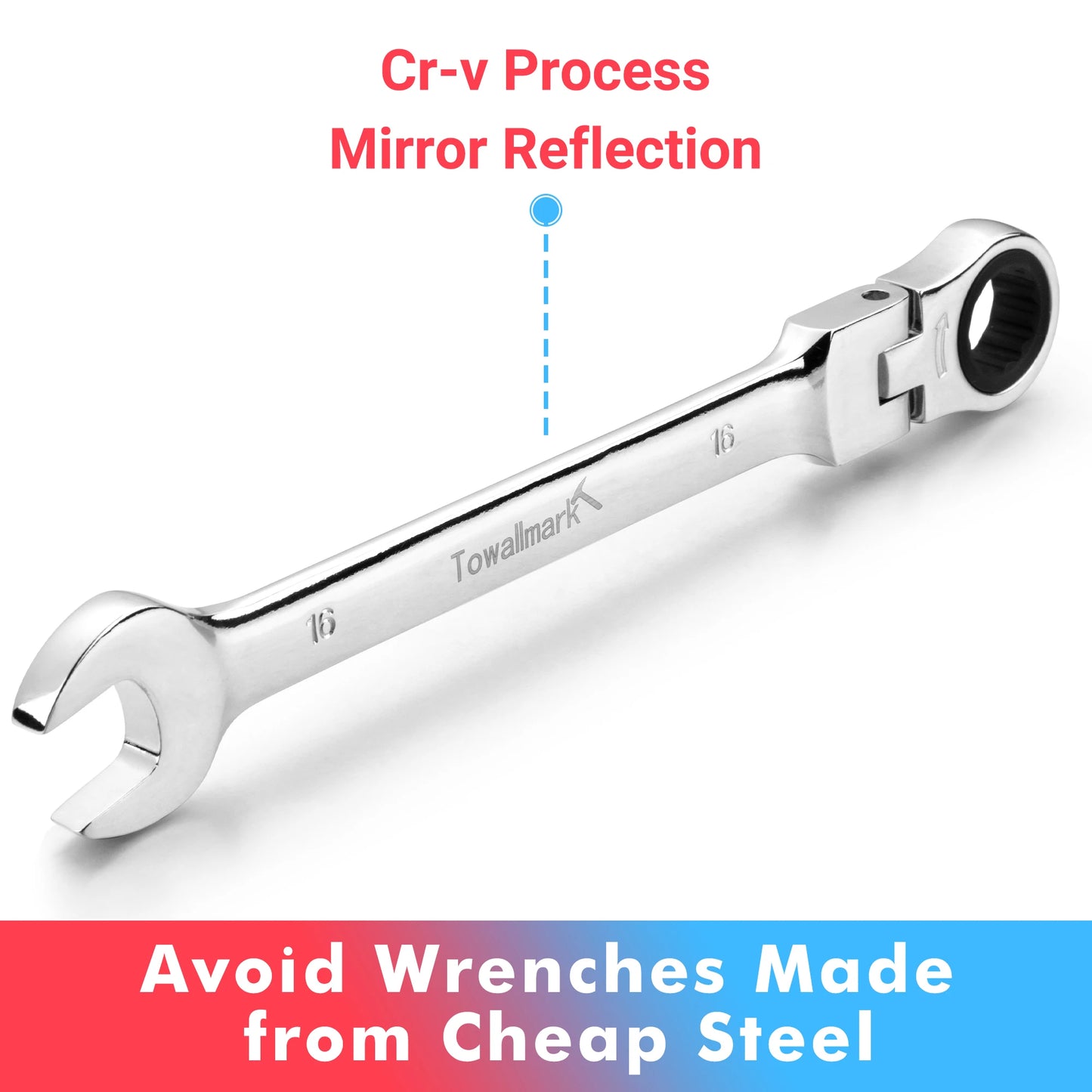 DIY Supplies 14 Piece Ratcheting Wrench Set With Metric Flex Head And CRV Steel Pouch Included For Home Car Bike