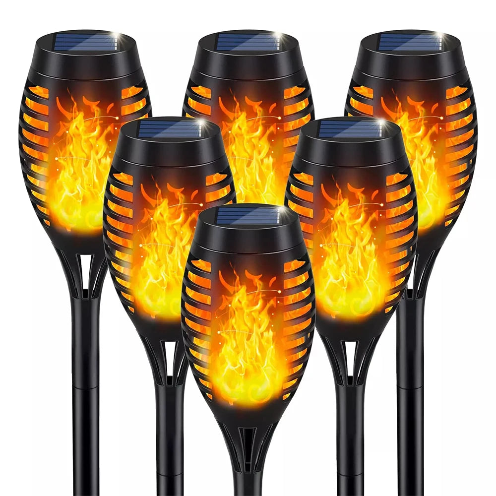 12 LED Solar Flame Torch Lights Flickering Waterproof Outdoor Garden Decoration Path Yard Patio Lamps