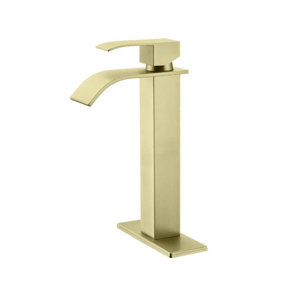 Matte Black Waterfall Spout Single Handle Bathroom Sink Faucet