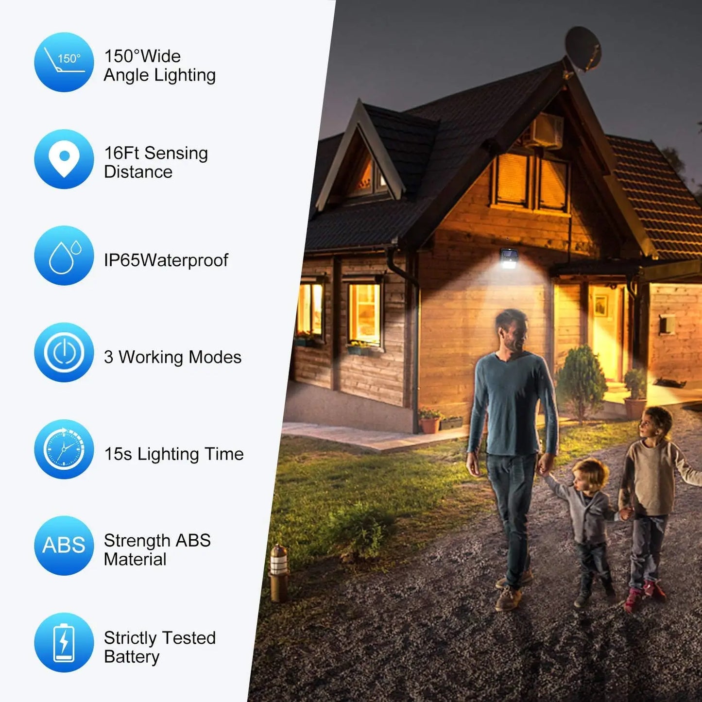 Solar Outdoor Lights - 4 Pack Motion Sensor Safety Lights with 3 Lighting Modes for Garden Fence.