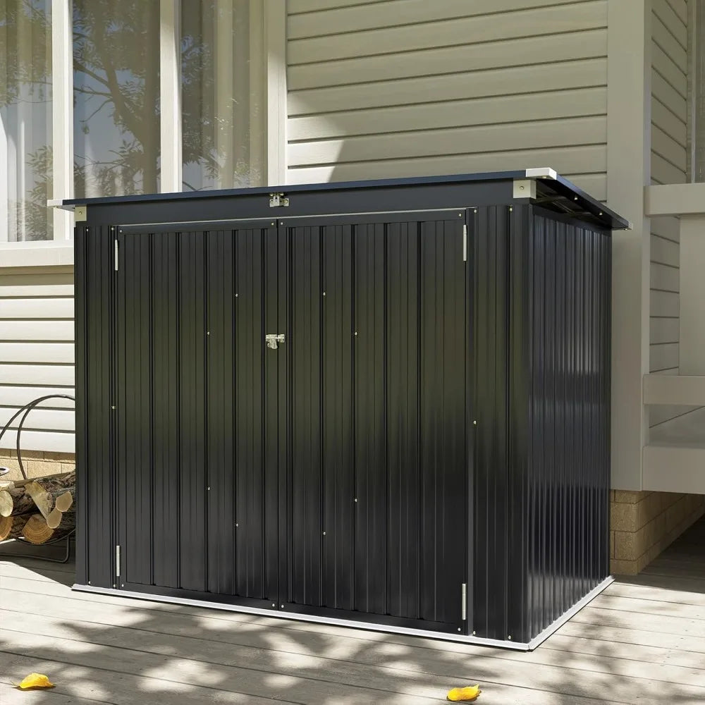 Outdoor Metal Shed With Lockable Doors And Waterproof Lid