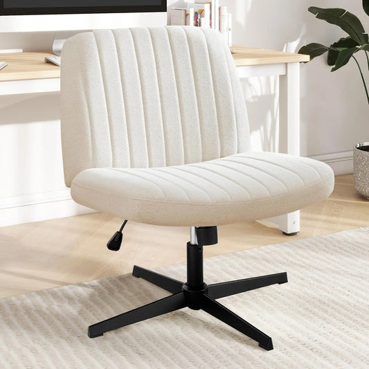 Criss Cross Armless Swivel Chair with Adjustable Height for Home and Office