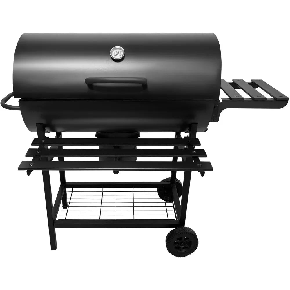 Charcoal BBQ Grill with 2 Foldable Side Tables and Pull-out Ash Tray