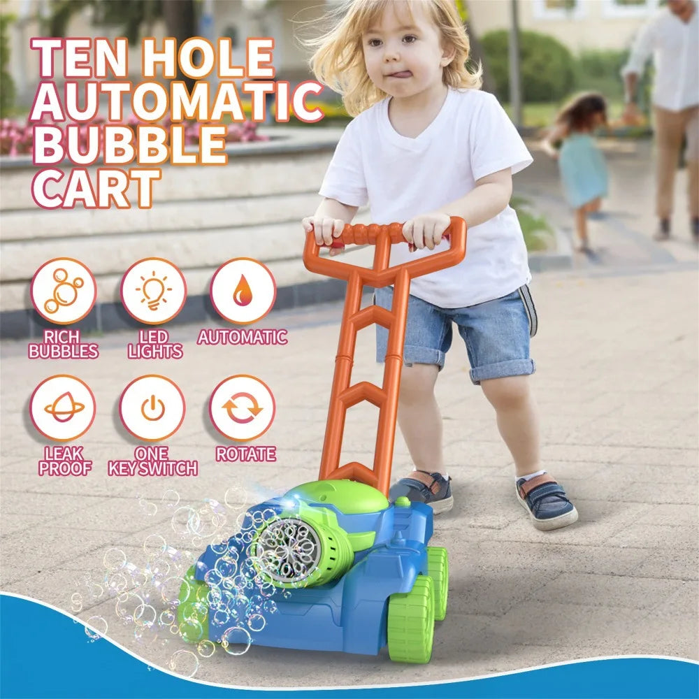 Lawn Mower Bubble Machine Weeder Soap Maker Blower Baby Activity Walker for Outdoor Kids Toys.