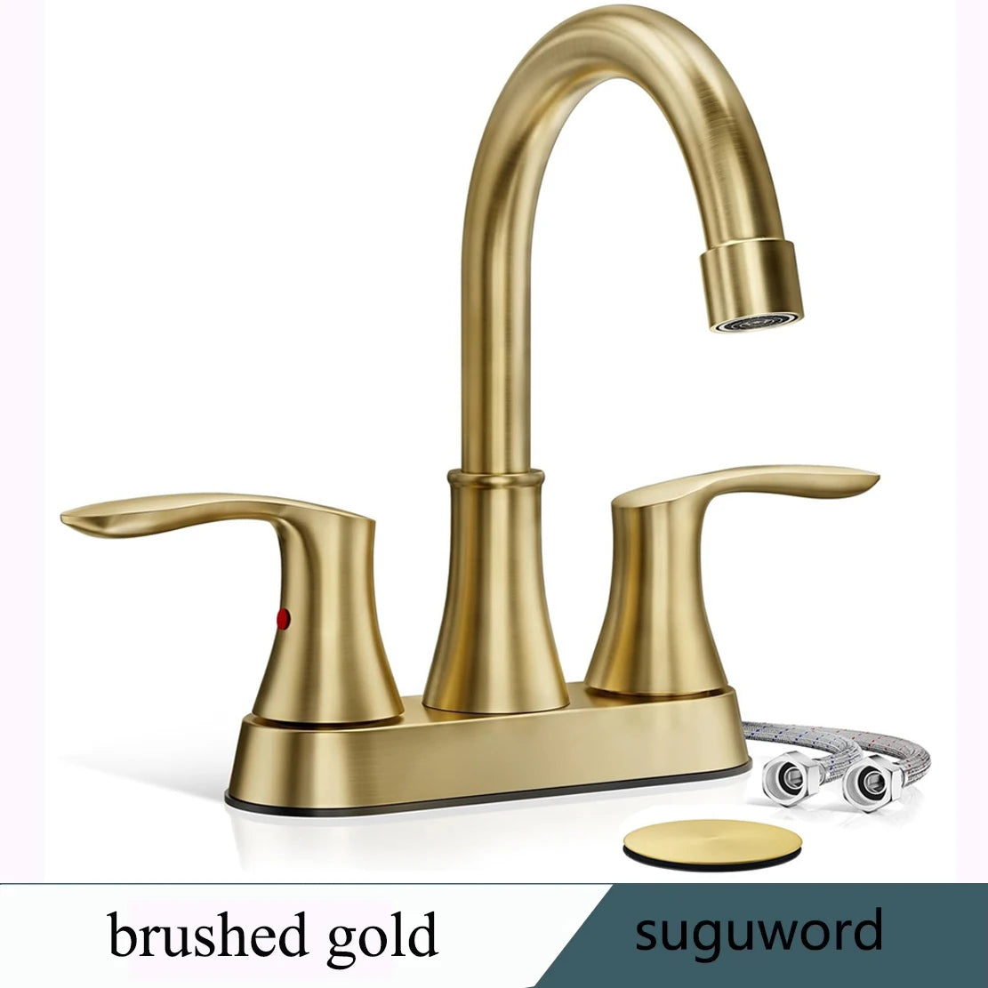 Black 3 Hole 4 Inch Center Set Bathroom Faucet Two Handle