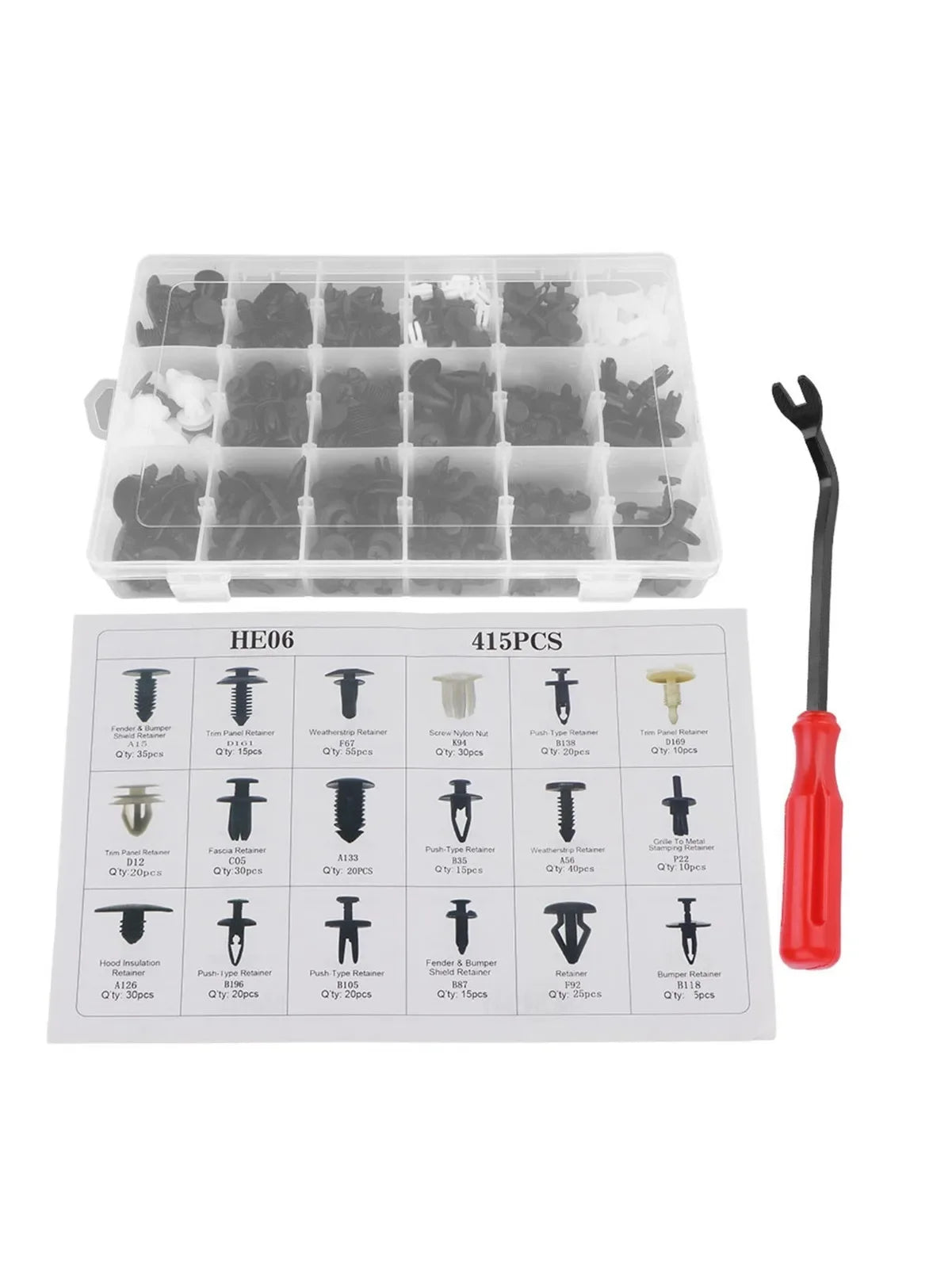 Automotive Clip And Retainer Kit 415 Pieces Car Push Pin Rivets Bumper Door Panel Fasteners With Screwdriver