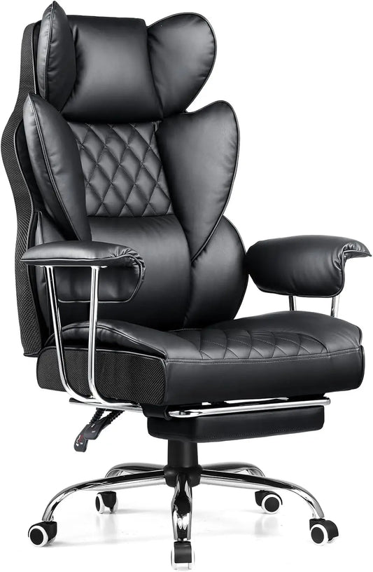 Big and Tall High Back Leather Gaming Chair with Footrest and Ergonomic Design