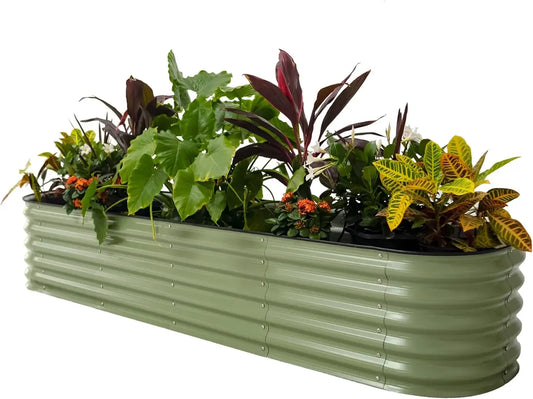 Olive Green 9 in 1 Metal Raised Garden Bed Kit 17 Inch Tall for Vegetables and Flowers