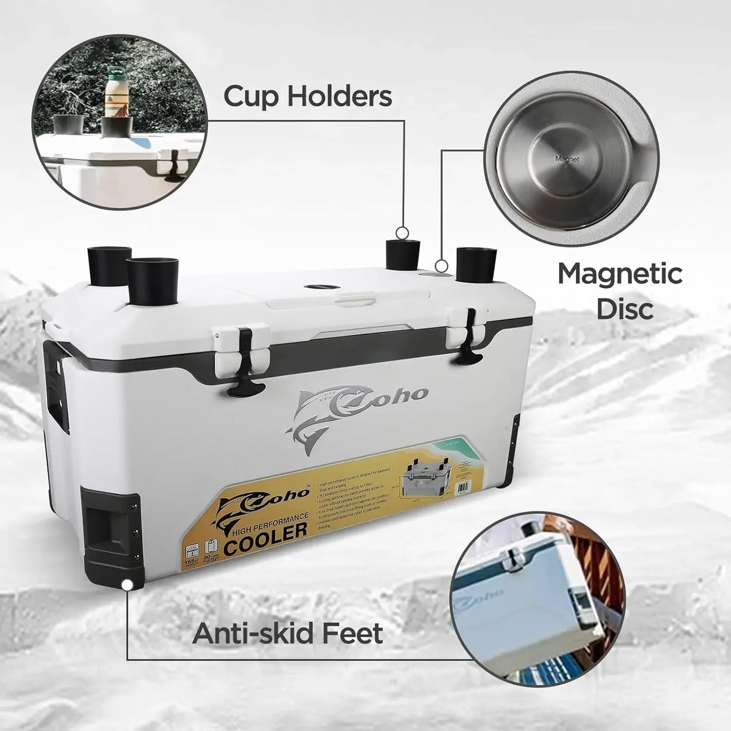 165QT Heavy Duty Insulated Cooler With Fish Ruler Removable