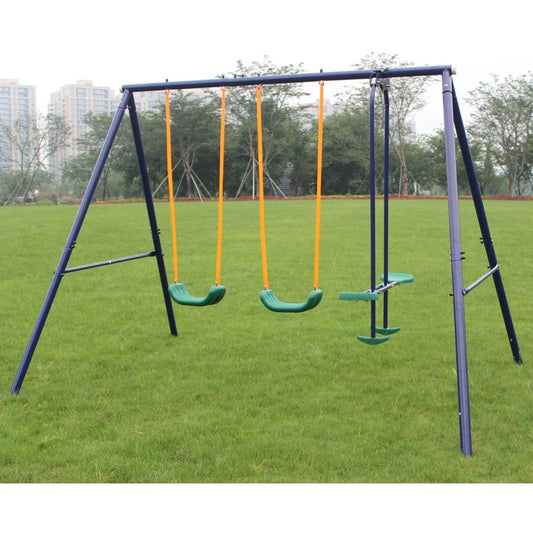 Metal Swing Set Outdoor with Glider for Kids and Toddlers Durable Round Swing Set for Backyard Playground and Park