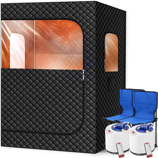 2 Person Portable Steam Sauna Extra Large Home Set Black
