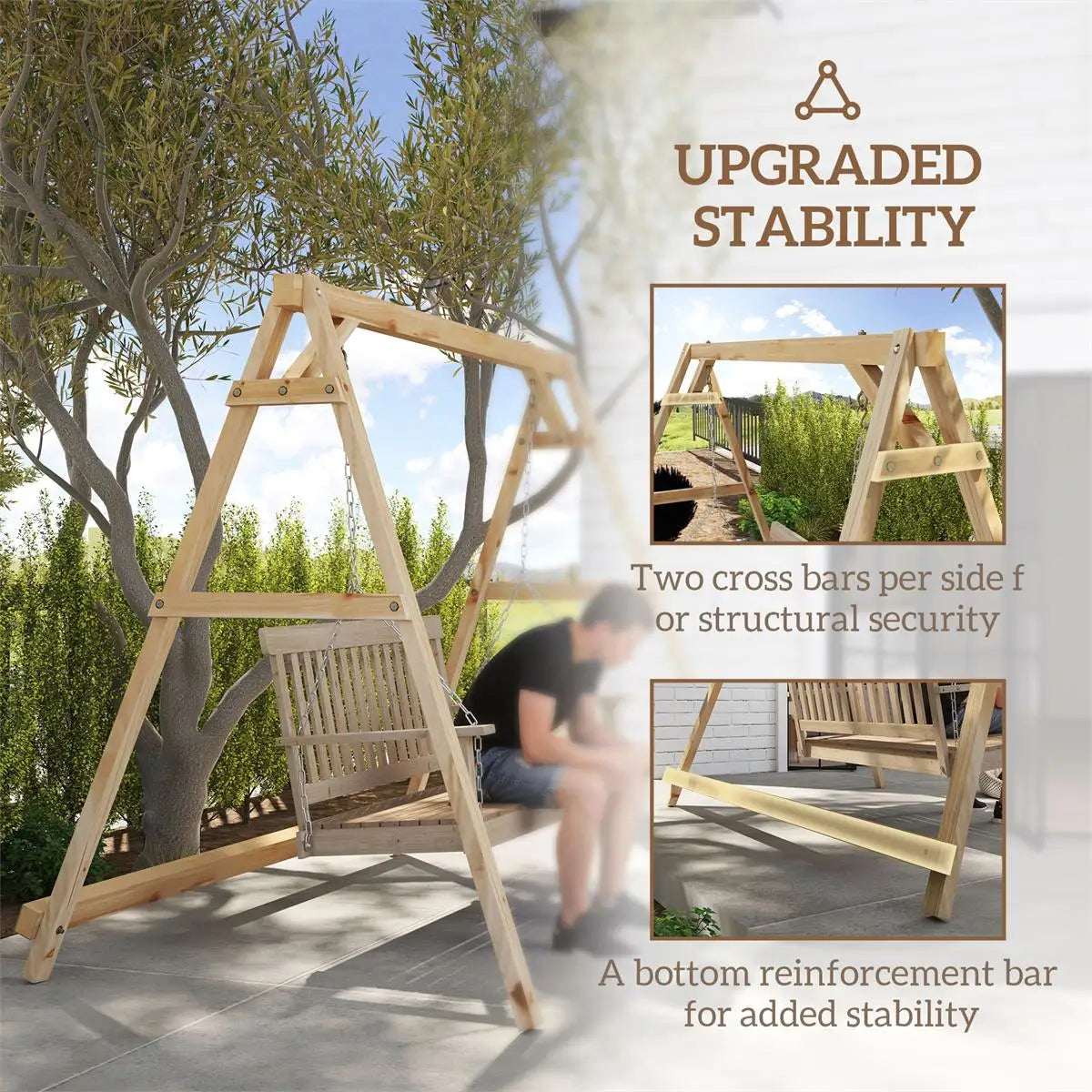 Durable Outdoor Swing Set for Garden Adjustable Patio Chair Family Fun Relaxation