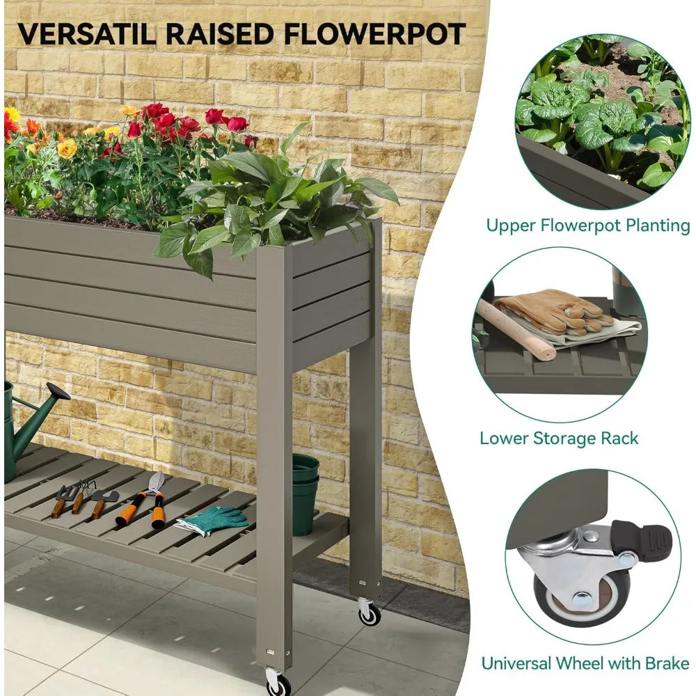 YITAHOME Elevated Garden Bed Kit with Legs and Wheels Large Resin Planter Box